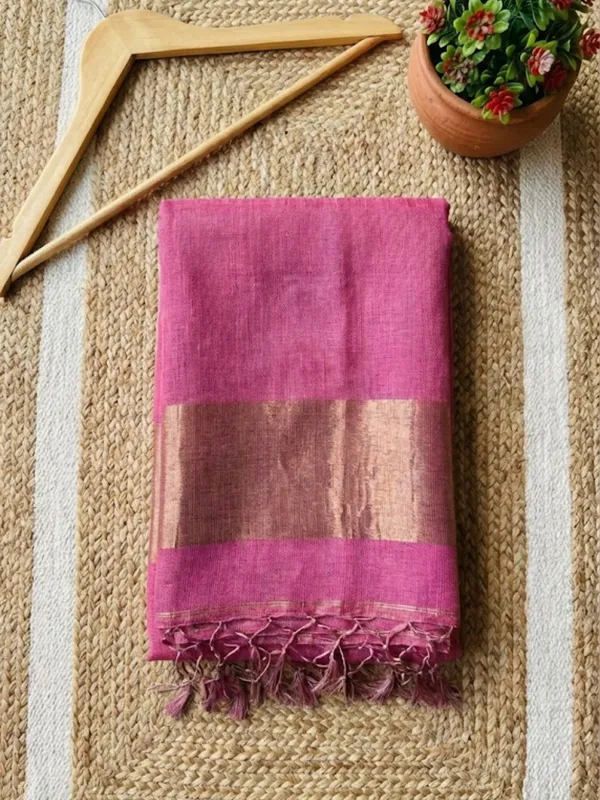 Iraaya_Pure_Handloom_Jayashree_Silk_Linen_Saree_Deep_Pink