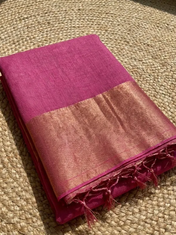 Iraaya_Pure_Handloom_Jayashree_Silk_Linen_Saree_Deep_Pink