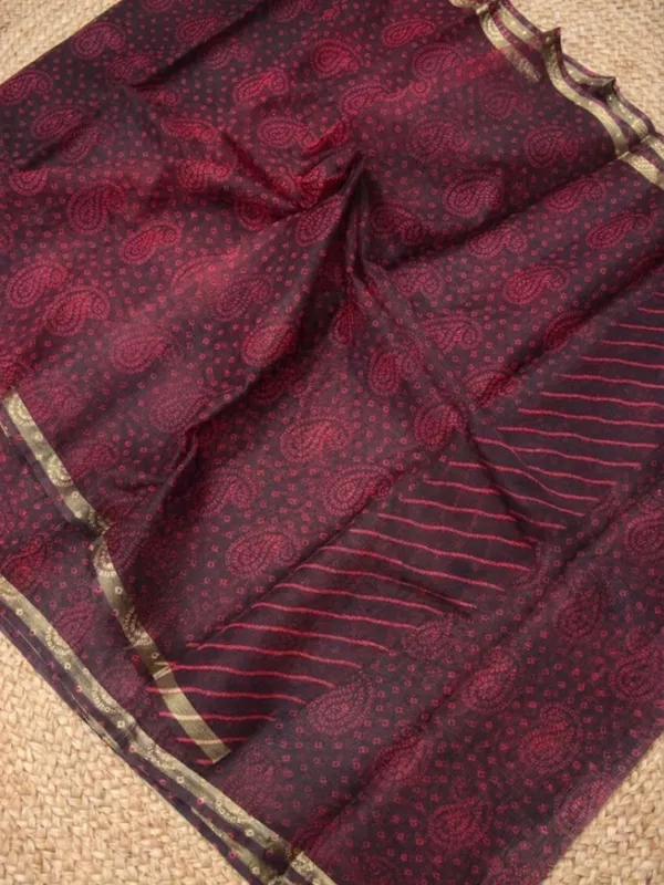 Dye_&_Drape_Kota_Doria_Lehariya_Bandhej_Saree_Burgundy