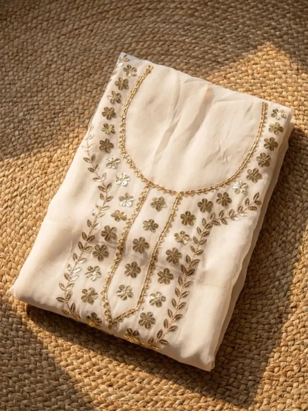 Gulnaar_Organza_Silk_Gota_Patti_Suit_(T+B+D)_Set_Off_White