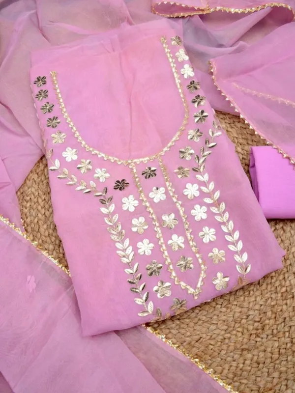 Gulnaar_Organza_Silk_Gota_Patti_Suit_(T+B+D)_Set_Baby_Pink