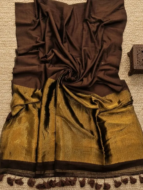Myraaj_Pure_Cotton_Handloom_Saree_Dark_Brown