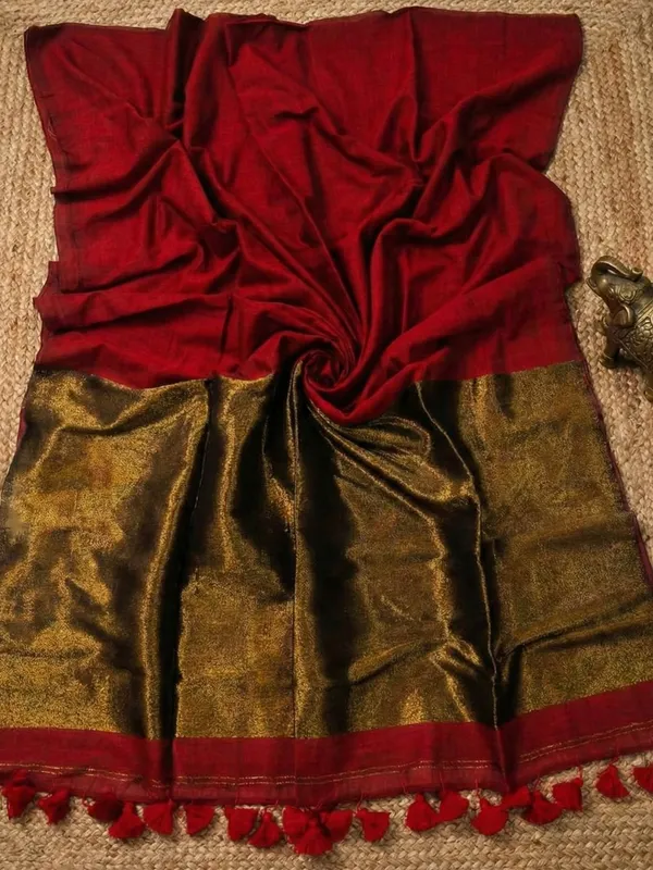Myraaj_Pure_Cotton_Handloom_Saree_Deep_Red
