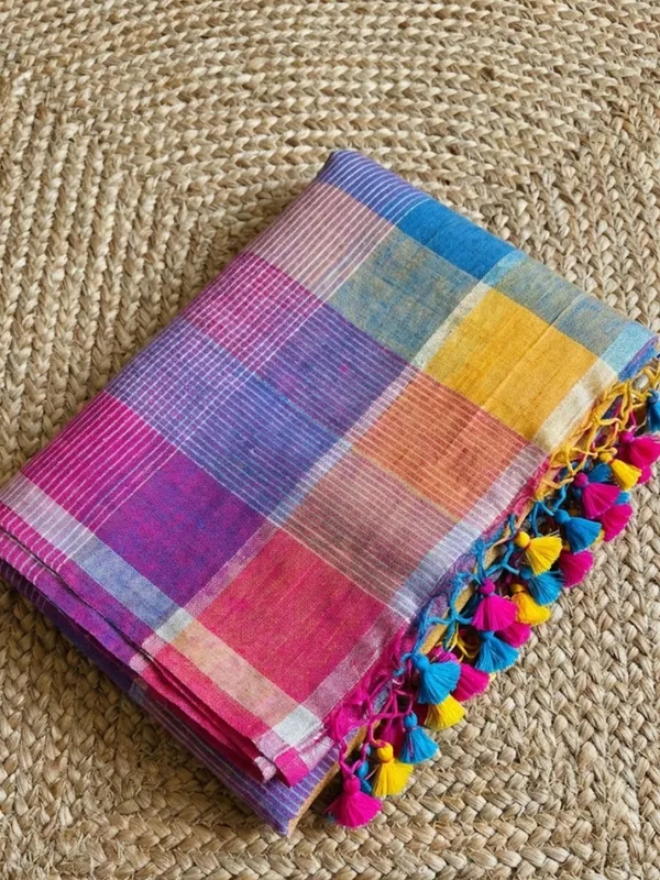 Vaanya_Pure_Linen_Textured_Handloom_Saree
