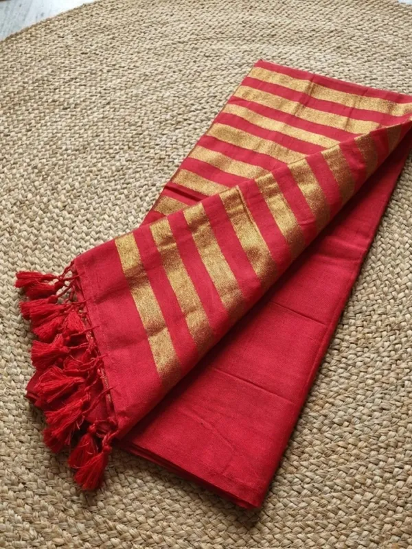 Zariya_Pure_Handloom_Cotton_Saree_Crimson_Red