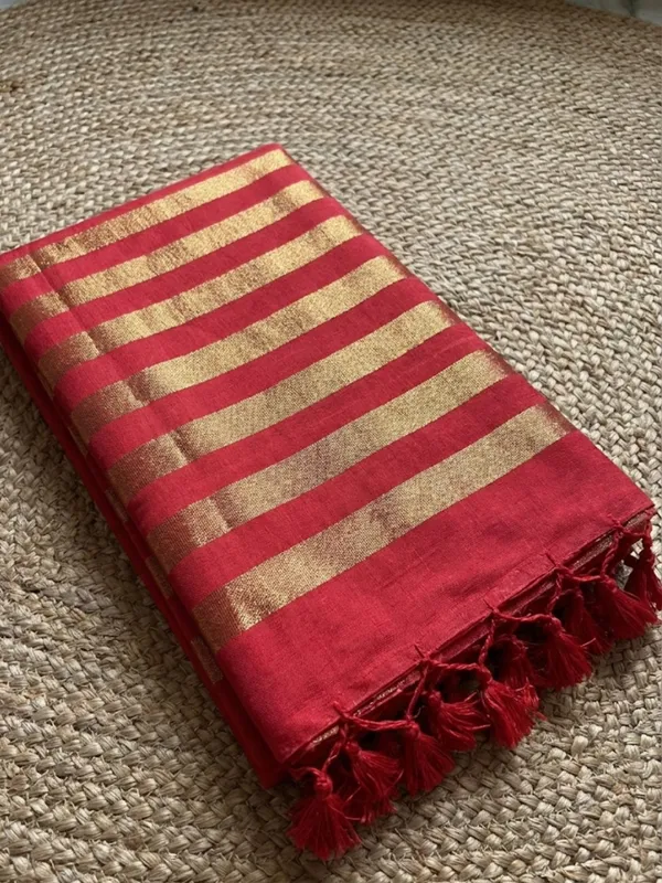 Zariya_Pure_Handloom_Cotton_Saree_Crimson_Red