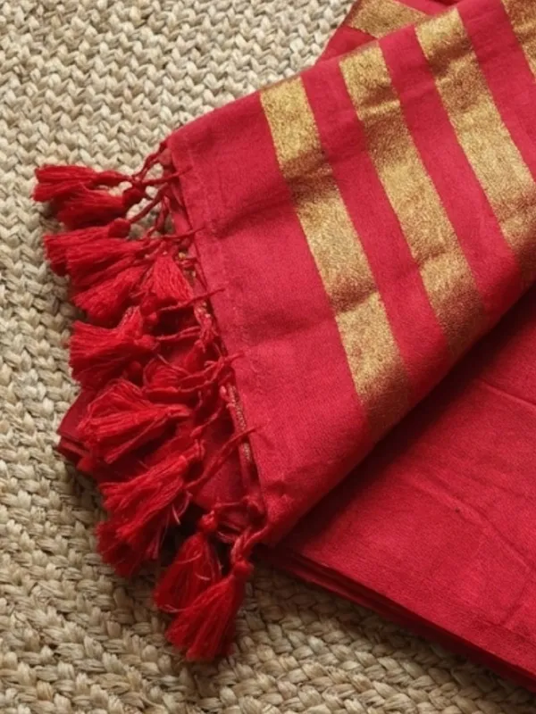 Zariya_Pure_Handloom_Cotton_Saree_Crimson_Red