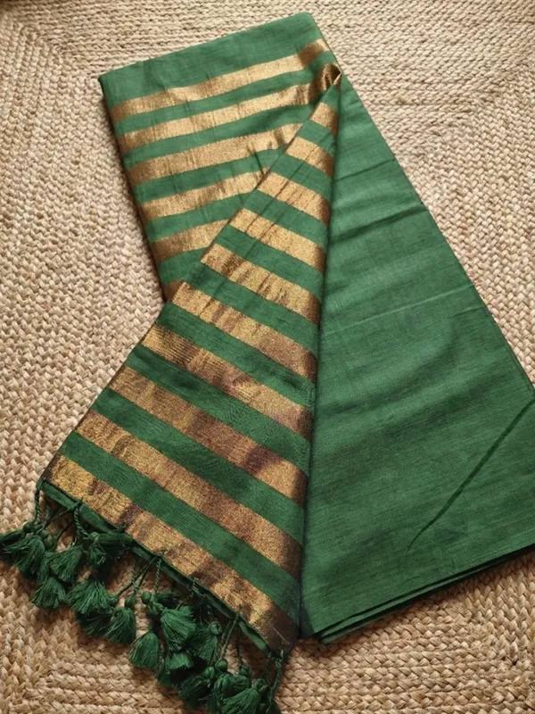 Zariya_Pure_Handloom_Cotton_Saree_Forest_Green