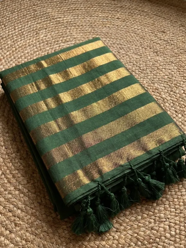 Zariya_Pure_Handloom_Cotton_Saree_Forest_Green