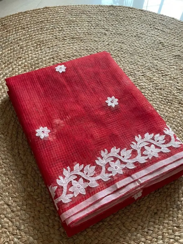 Bunaiya_Pure_Noil_Kota_Cotton_Saree_Red