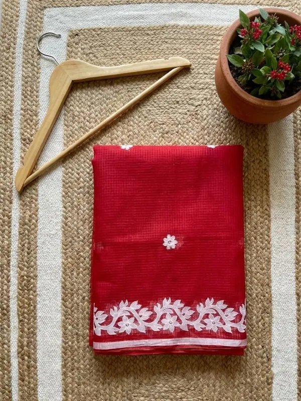 Bunaiya_Pure_Noil_Kota_Cotton_Saree_Red