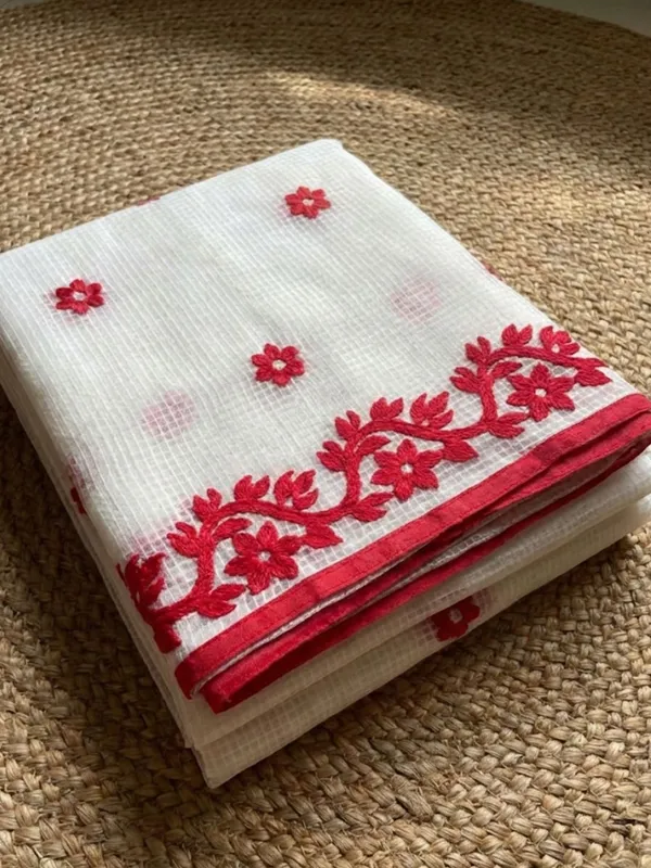 Bunaiya_Pure_Noil_Kota_Cotton_Saree_Pearl_White