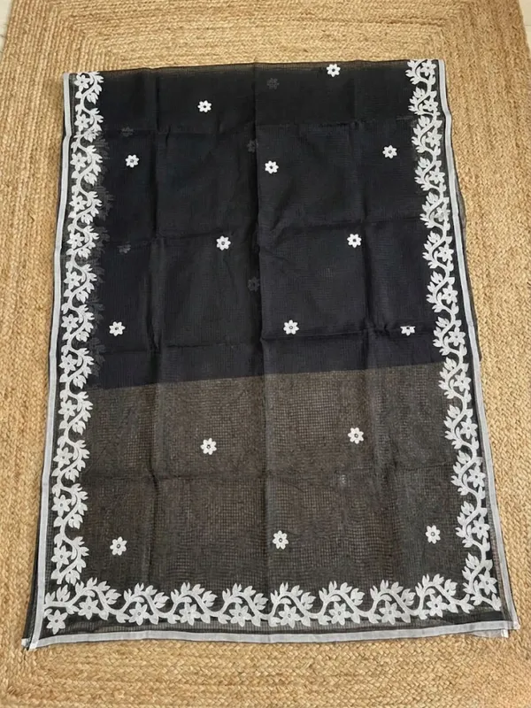 Bunaiya_Pure_Noil_Kota_Cotton_Saree_Black