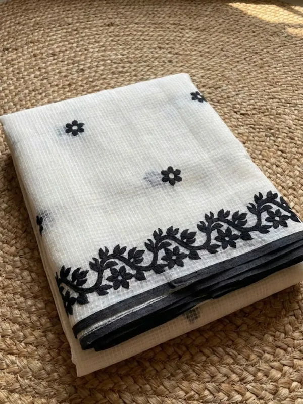 Bunaiya_Pure_Noil_Kota_Cotton_Saree_Snowy_White