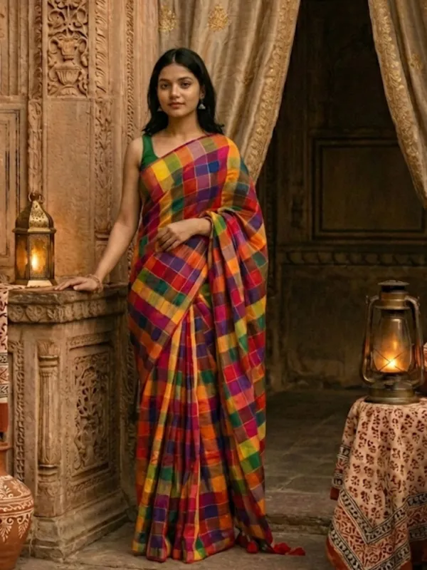 Zivanya_Colorful_Pure_Mul_Cotton_Handloom_Saree