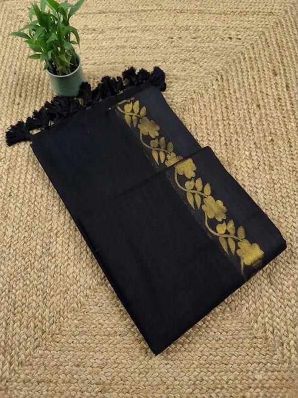 Zivanya_Pure_Handloom_Mul_Cotton_Saree_Black