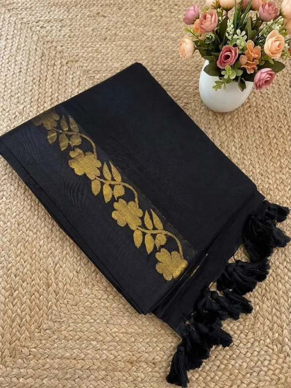 Zivanya_Pure_Handloom_Mul_Cotton_Saree_Black