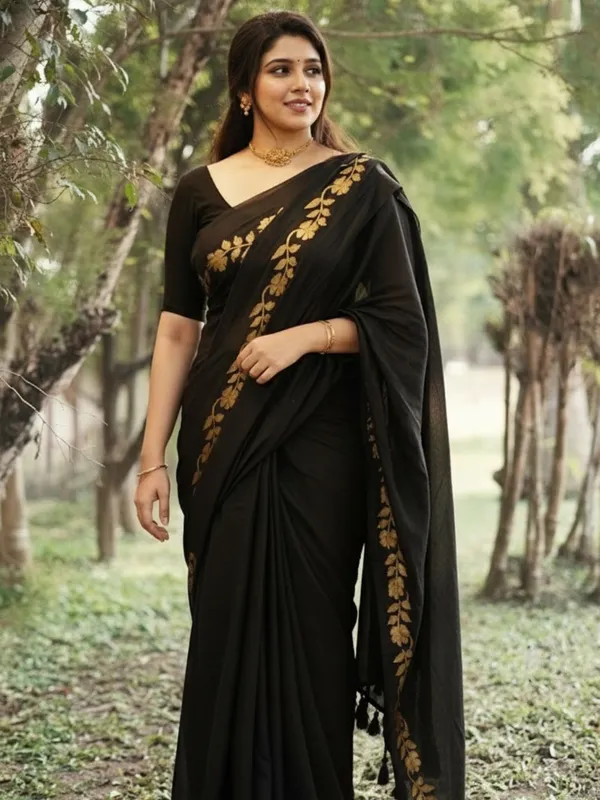 Zivanya_Pure_Handloom_Mul_Cotton_Saree_Black