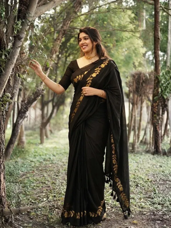 Zivanya_Pure_Handloom_Mul_Cotton_Saree_Black