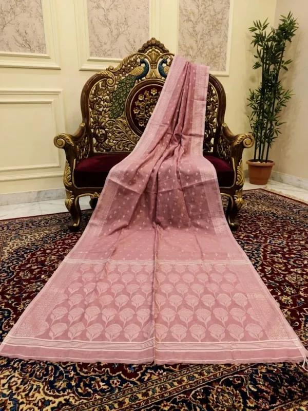 Samaira_Pure_Silk_Linen_Handloom_Saree_Rose_Pink
