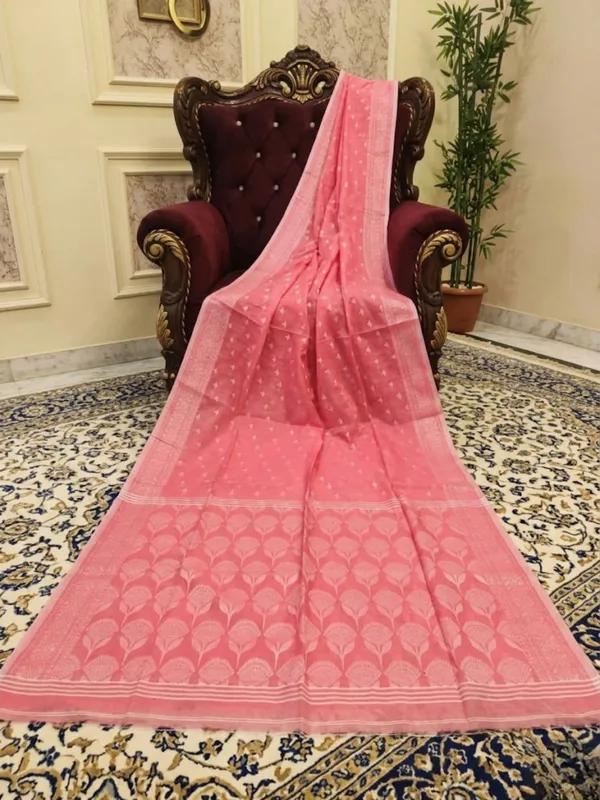 Samaira_Pure_Silk_Linen_Handloom_Saree_Coral_Pink