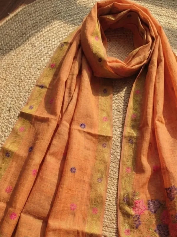 Rooprekha_Jamdani_Cotton_Suit__(T+B+D)_Peach
