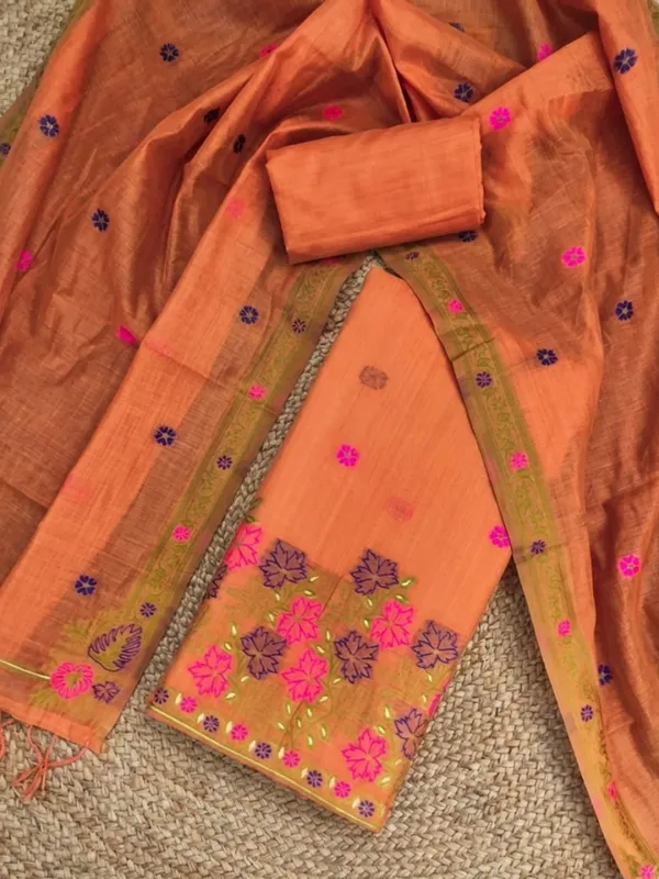 Rooprekha_Jamdani_Cotton_Suit__(T+B+D)_Peach