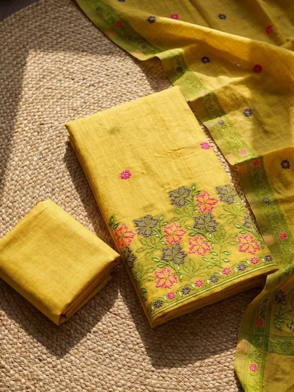 Rooprekha_Jamdani_Cotton_Suit__(T+B+D)_Bright_Yellow