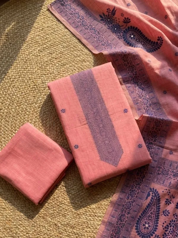 Rooprekha_Cotton_Jamdani_Suit_(T+B+D)_Candy_Pink