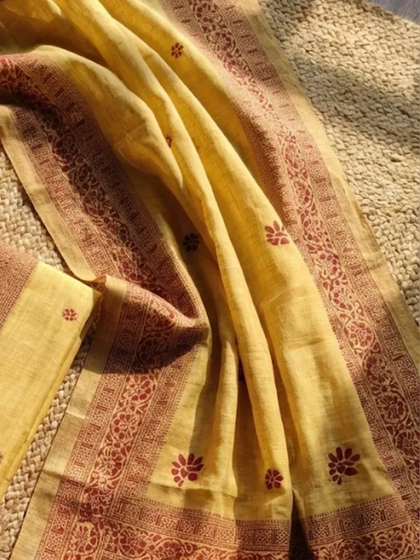 Rooprekha_Cotton_Jamdani_Suit_(T+B+D)_Mustard_Yellow
