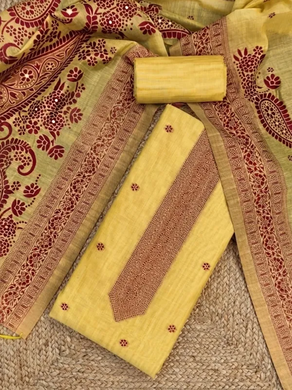 Rooprekha_Cotton_Jamdani_Suit_(T+B+D)_Mustard_Yellow