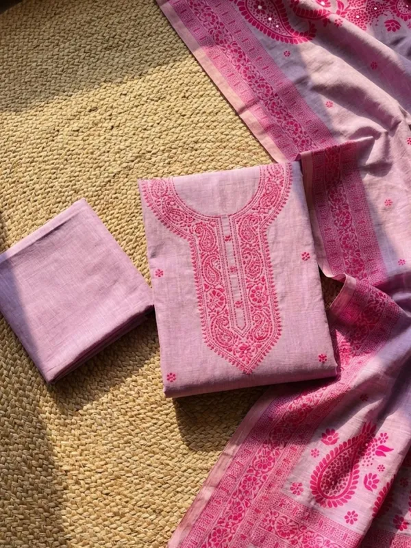 Rooprekha_Cotton_Jamdani_Suit_(T+B+D)_Pale_Purple