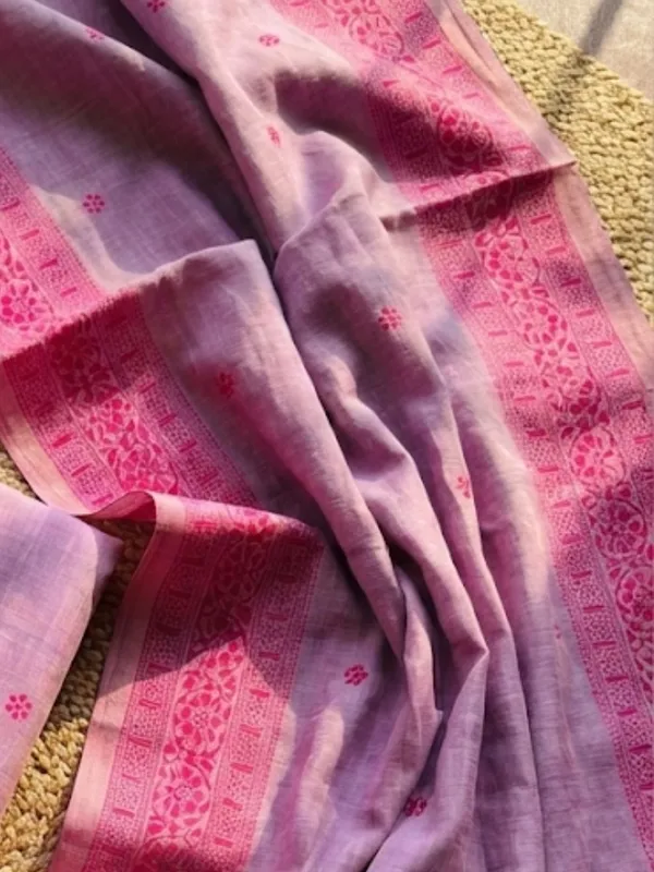 Rooprekha_Cotton_Jamdani_Suit_(T+B+D)_Pale_Purple