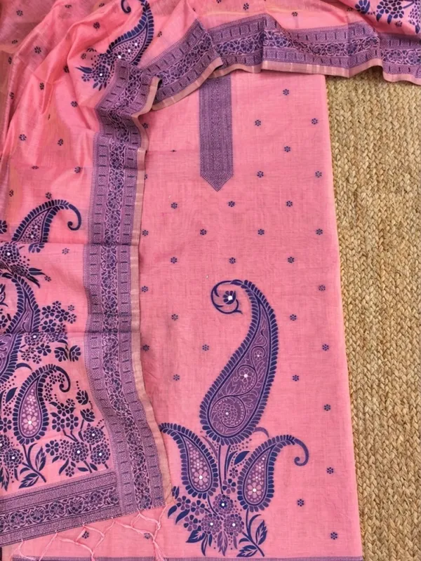 Rooprekha_Cotton_Jamdani_Suit_(T+B+D)_Pink
