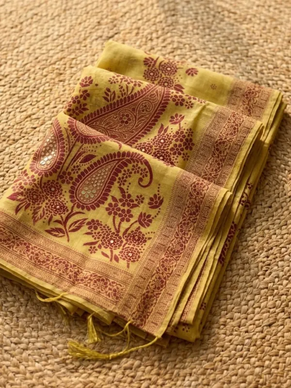 Rooprekha_Cotton_Jamdani_Suit_(T+B+D)_Lime_Yellow