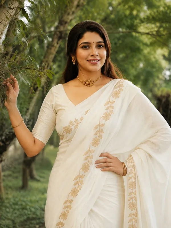 Zivanya_Pure_Handloom_Mul_Cotton_Saree_Off_White