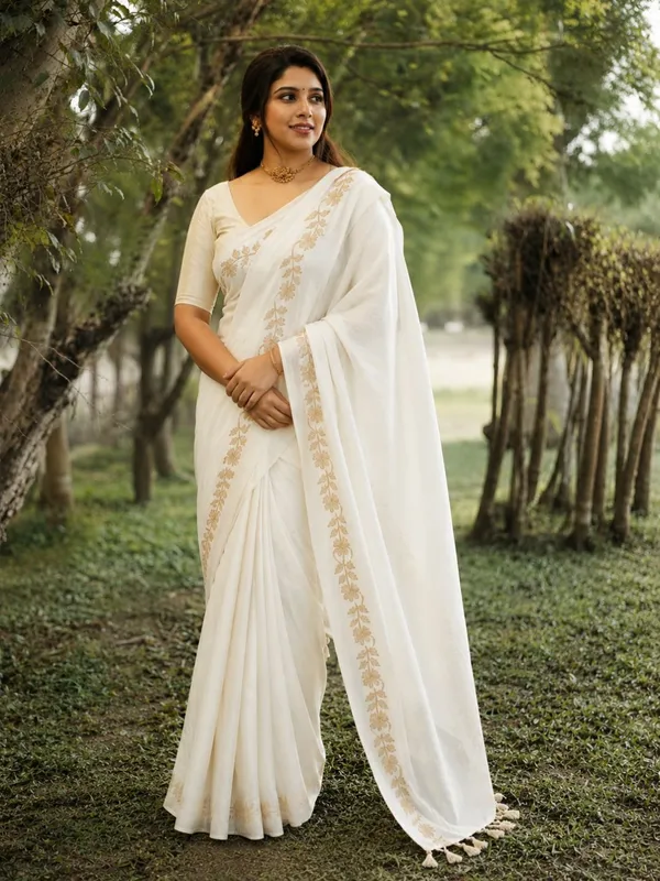 Zivanya_Pure_Handloom_Mul_Cotton_Saree_Off_White