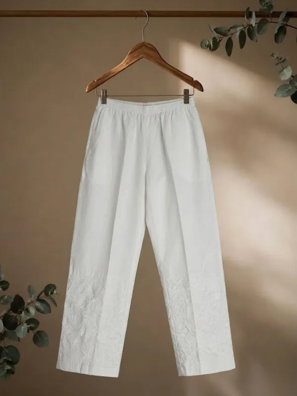 Noor-e-Chikan_Pure_Cotton_Stretchable_Pants_White