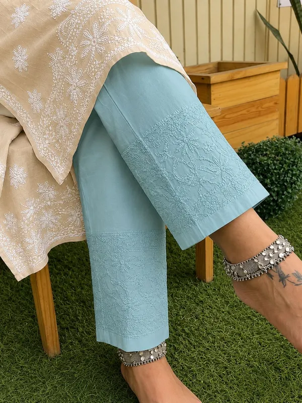 Noor-e-Chikan_Pure_Cotton_Stretchable_Pants_Sea_Blue