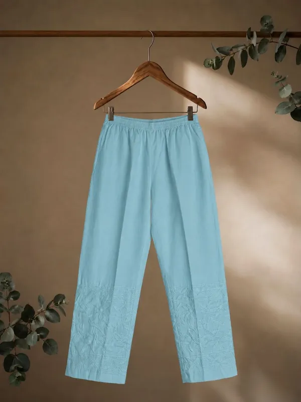 Noor-e-Chikan_Pure_Cotton_Stretchable_Pants_Sea_Blue