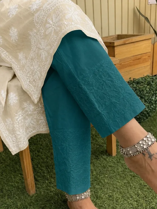 Noor-e-Chikan_Pure_Cotton_Stretchable_Pants_Rama_Green