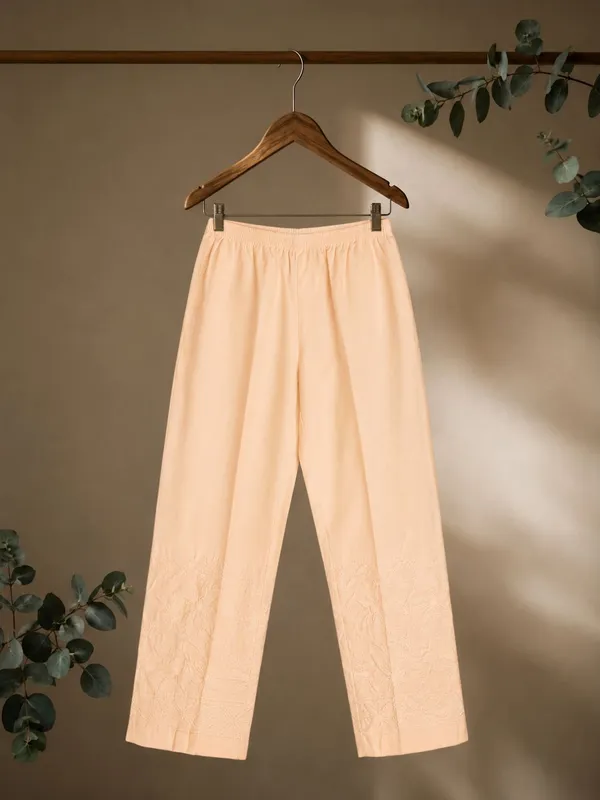 Noor-e-Chikan_Pure_Cotton_Stretchable_Pants_Light_Peach