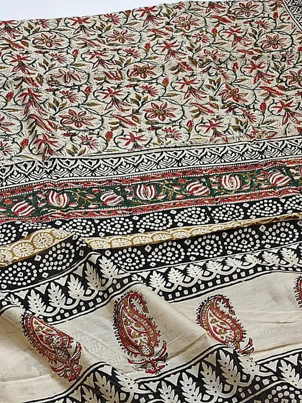 Kalamkari_Suvidha_Chanderi_Silk_Saree_Coral_Beige