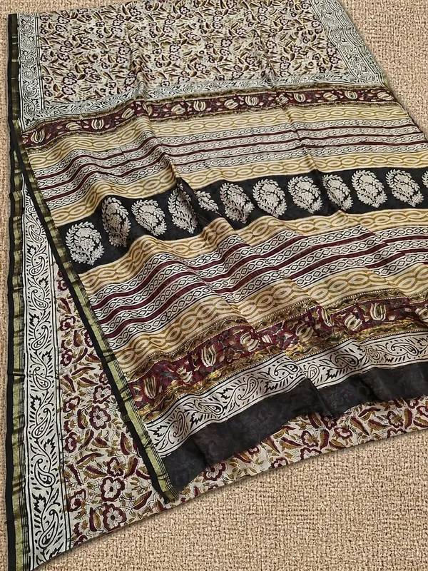 Kalamkari_Suvidha_Chanderi_Silk_Saree_Calm_Beige