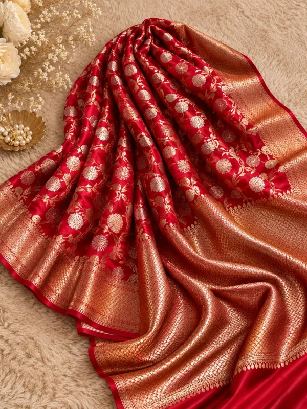 Aviora_Jaal_Mashru_Katan_Silk_Saree_Red