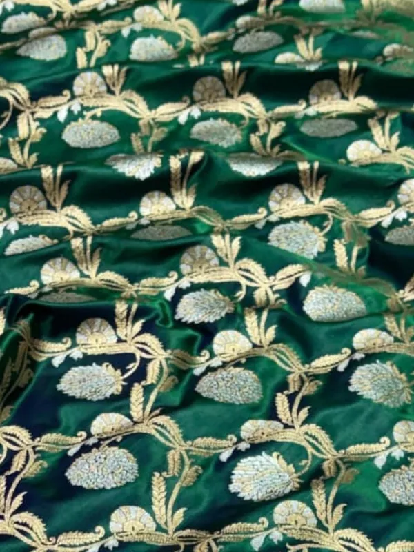 Aviora_Jaal_Mashru_Katan_Silk_Saree_Dark_Green