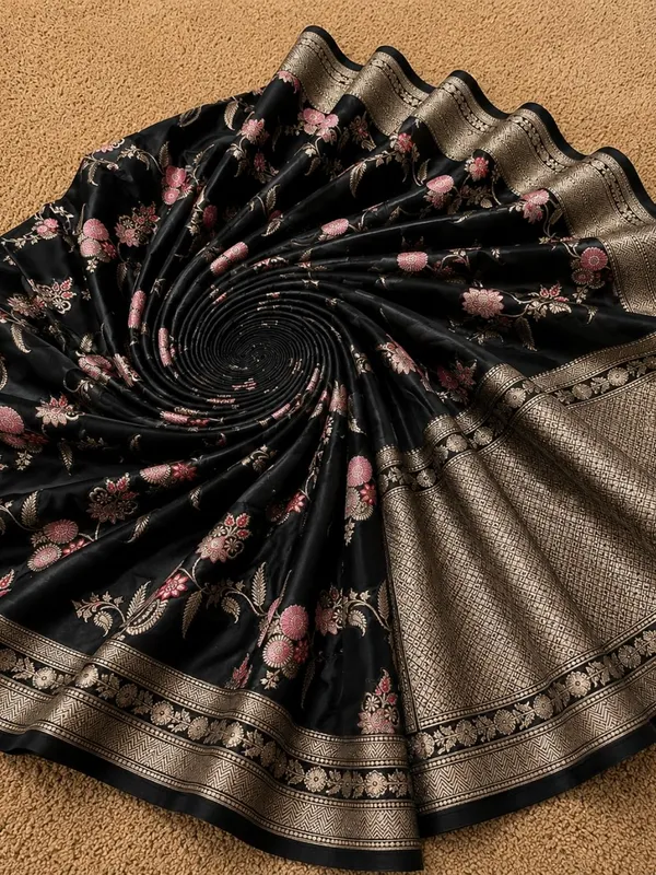 Tanaavya_Mina_Mashru_Katan_Silk_Saree_Black