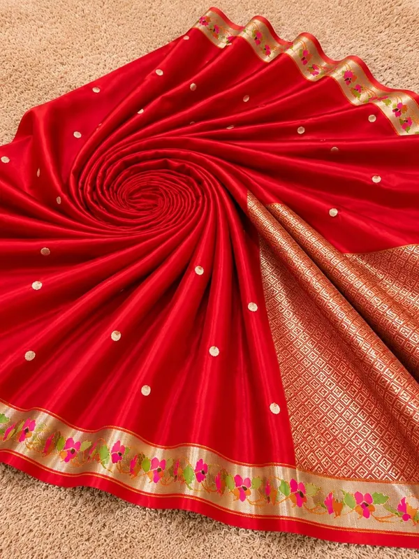 Tanaavya_Mina_Mashru_Katan_Silk_Saree_Blood_Red