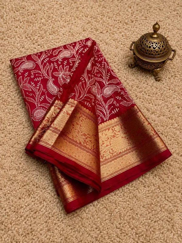 Dhaaga_Roop_Organza_Silk_Embroidery_Saree_Red