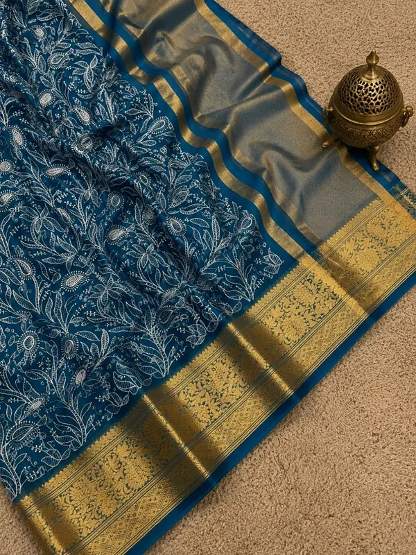 Dhaaga_Roop_Organza_Silk_Embroidery_Saree_Blue